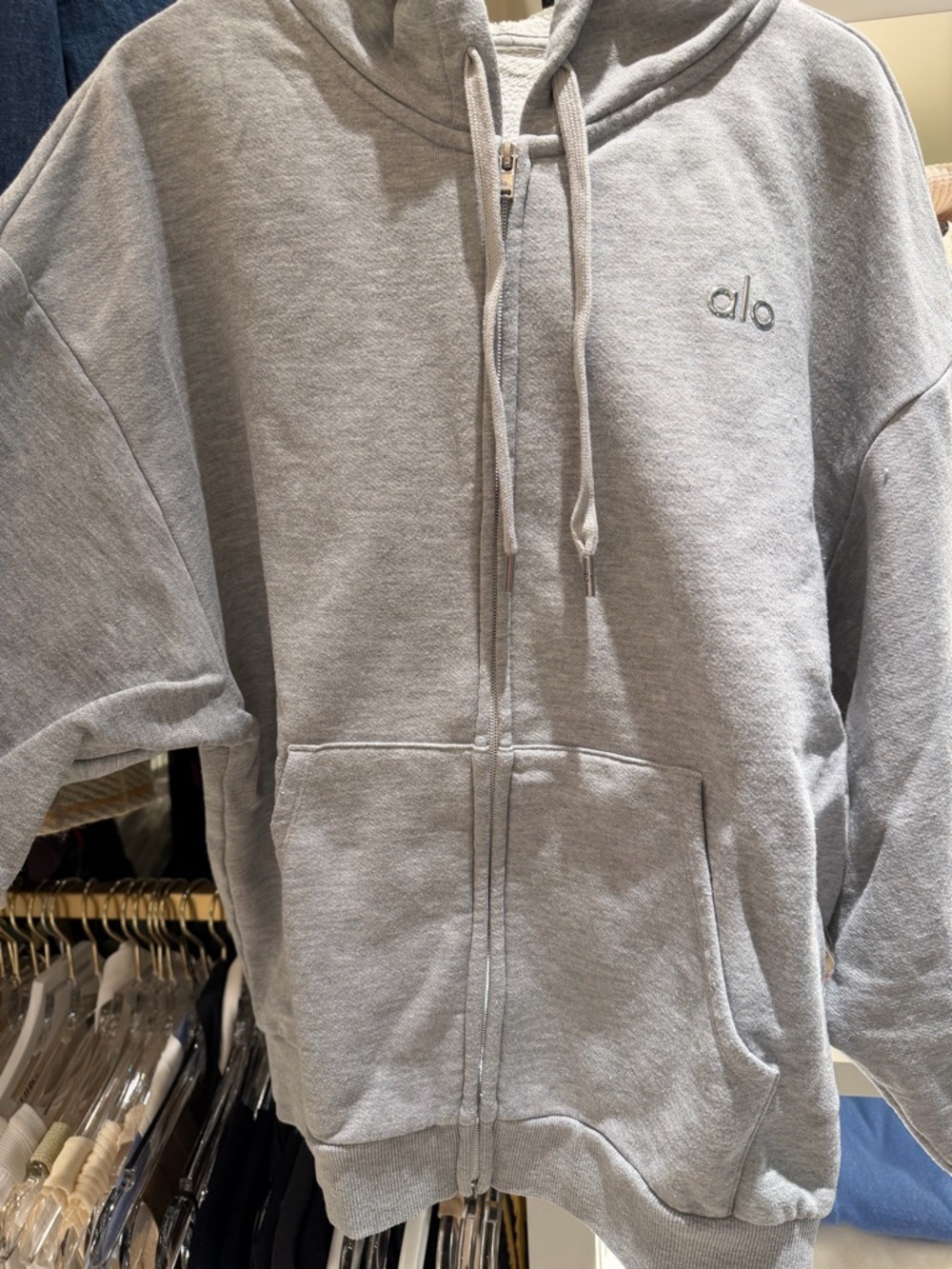 ALO Yoga Heather Gray Full-Zip Hooded Sweatshirt